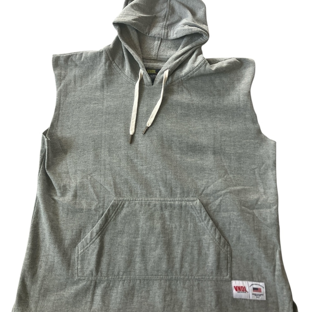 Gray Sleeveless Hoodie with Front Pocket